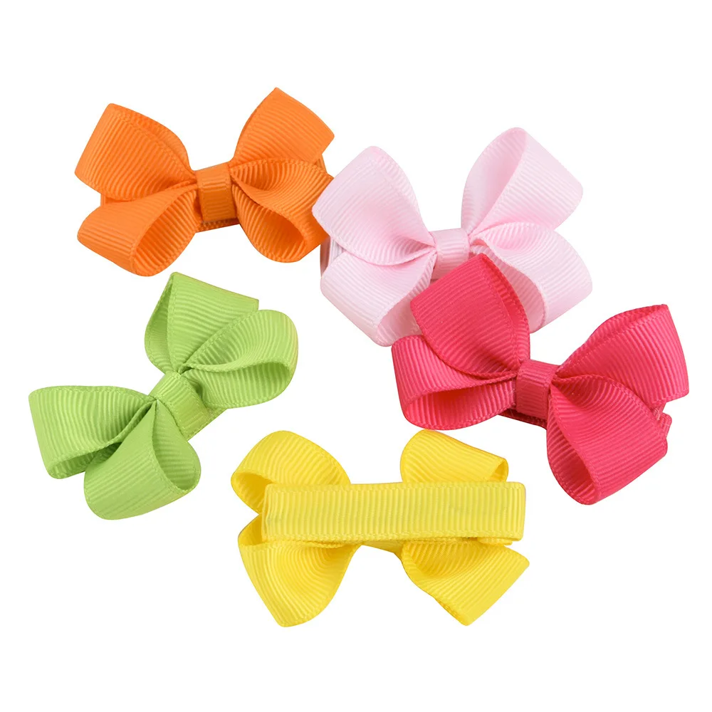 2.4' Soild Ribbon Bow Tie Girls Hairclips Bowknots Wrapped Safe Baby Alligator Clip Children Hairpins Newborn Hair Accessories
