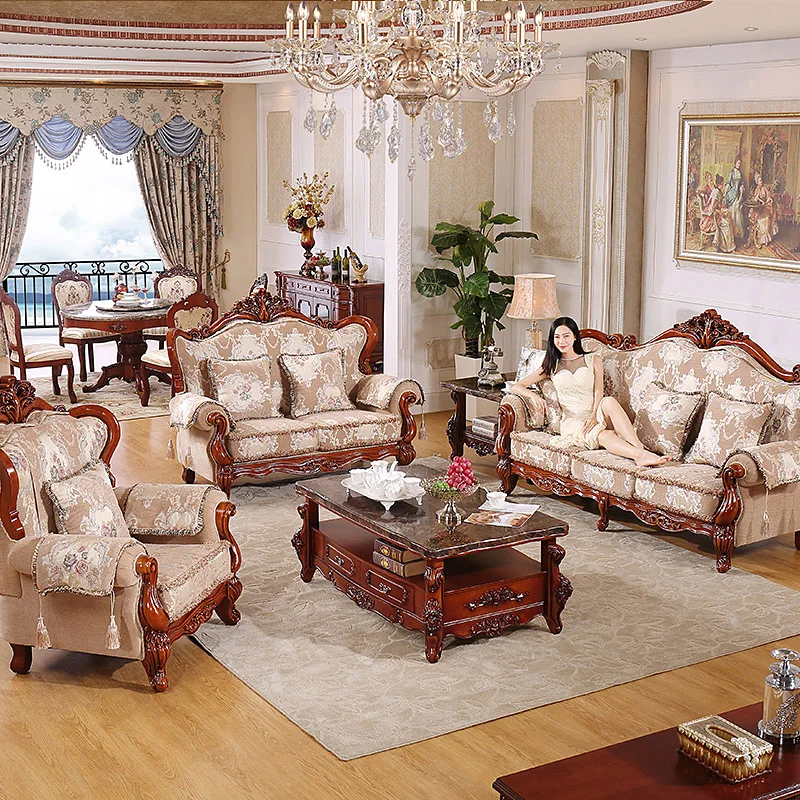 Wholesaler Turkish European Style Luxury Sofa Antique Leaving Conjunto De Sala Couch Set Living Room Livingroom Furnitures
