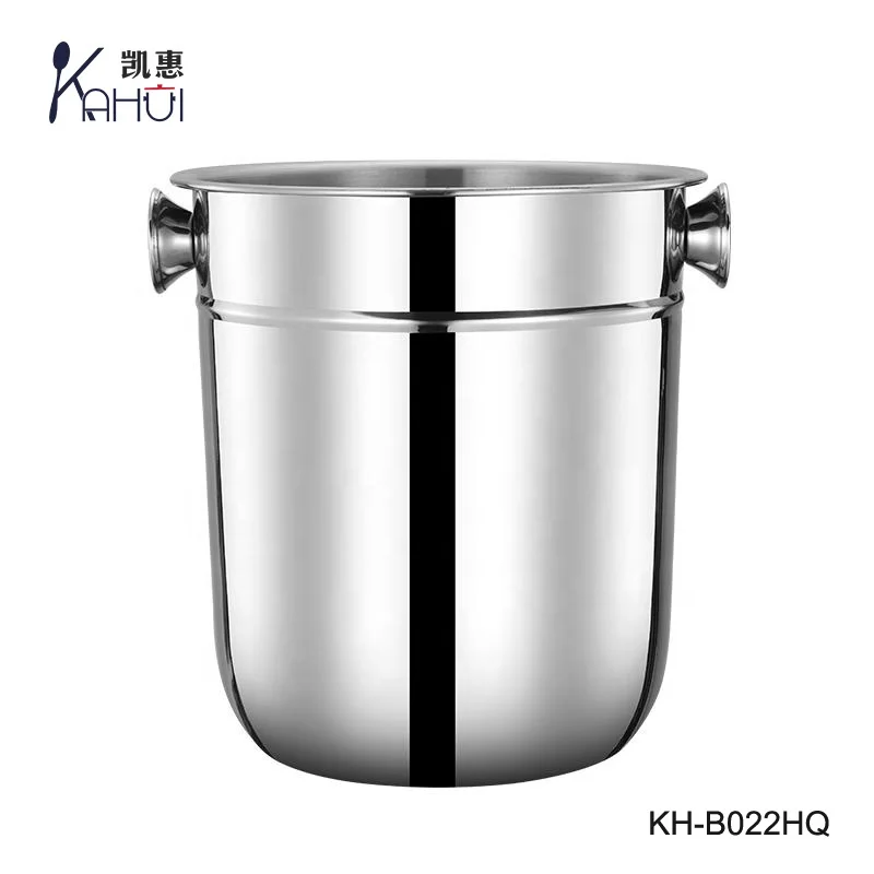 Hot-selling stainless steel buckets for champagne with handle for bar metal beer bucket ice bucket