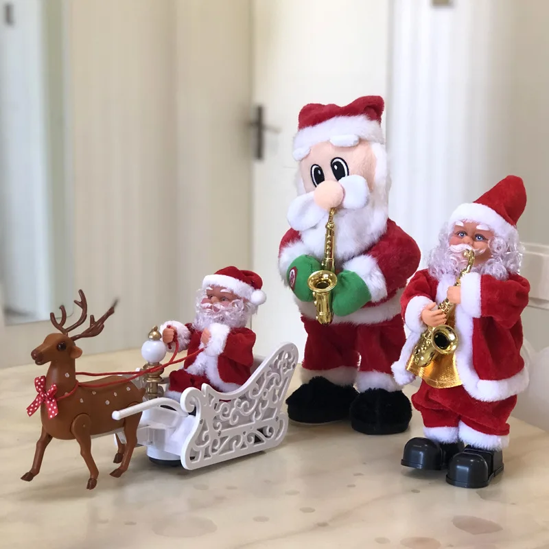 Популярный подарок, электронный танцующий Музыкальный Саксофон, олень, корзина, отец, Рождественская игрушка