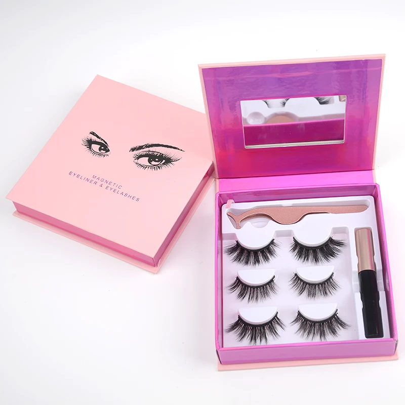  3d норковые ресницы от оптового поставщика магнитные с карандашом lashglue подводка для