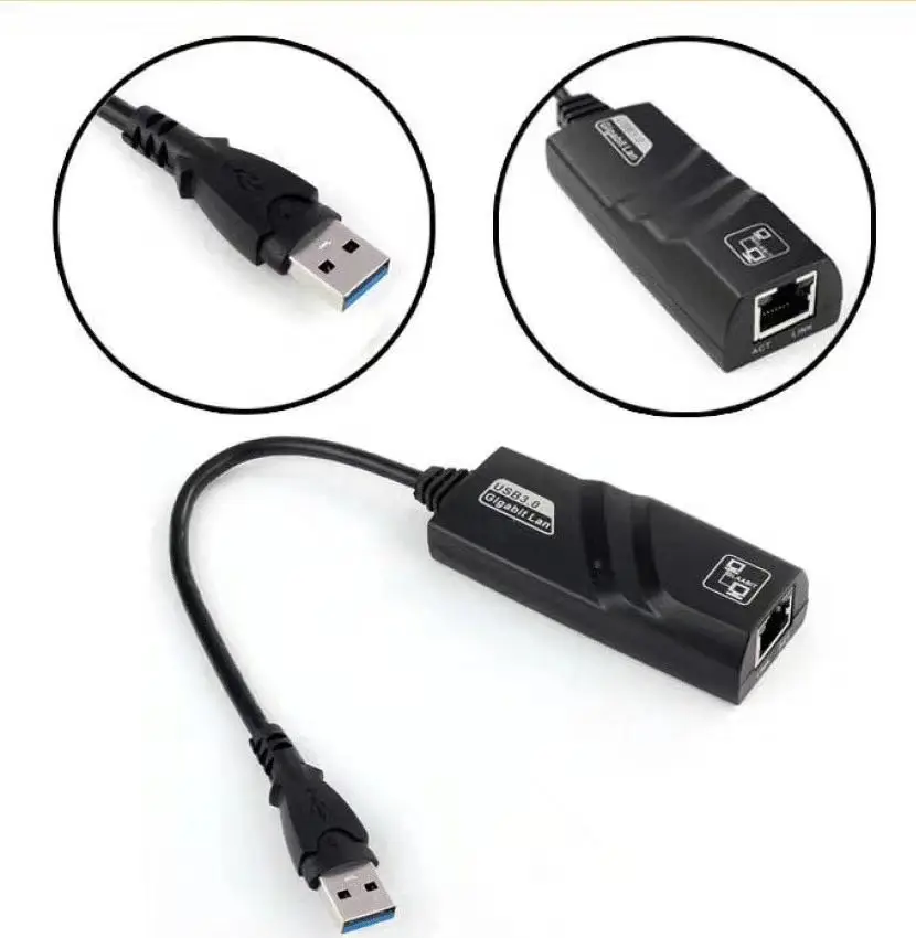 USB 3.0 to Gigabit Ethernet RJ45 LAN (1000) Mbps Lan Adapter for Desktop PC and Laptop and Notebook
