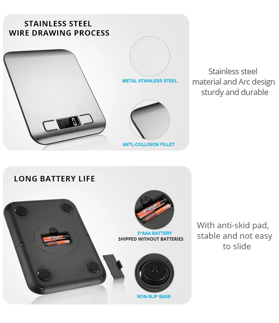 Stocked digital weight diet scale electronic 5kg digital scale smart kitchen scale camry