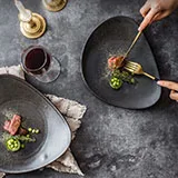 Nordic Modern Home tableware blue Glazed deep Plates Bowl Ceramic Dinnerware for hotel Restaurant porcelain Salad dessert bowls .jpg