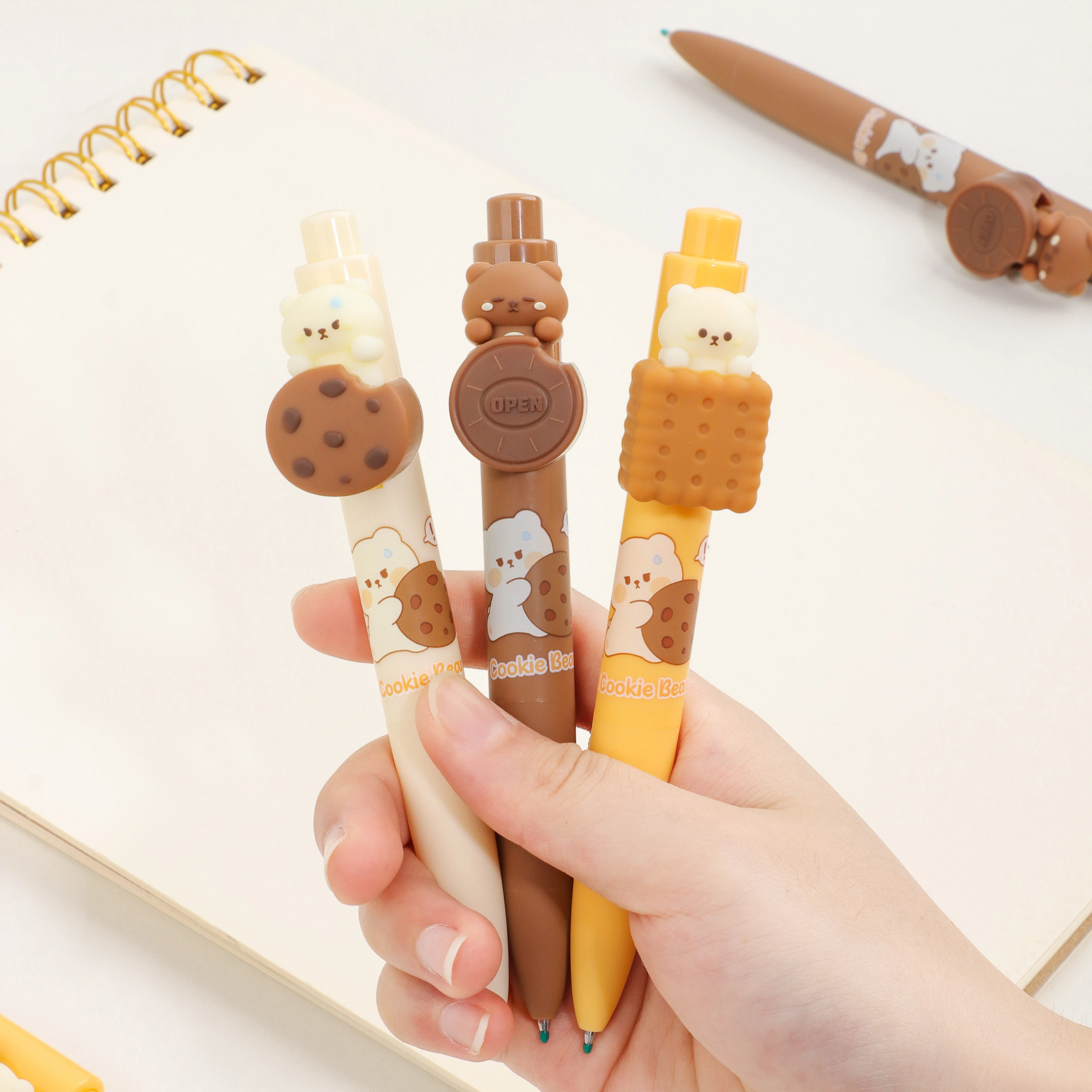 Promotional kids gift school stationery cartoon cute chubby biscuits  gel pen kawaii