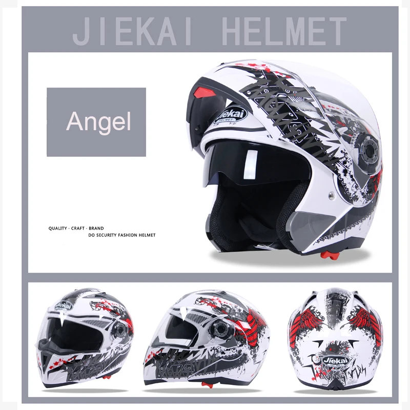 Jiekai-105 Motorcycle Flip Up Helmet Safety Double Lens Moto Motorbike Helmet with Inner Sun Visor Helmets