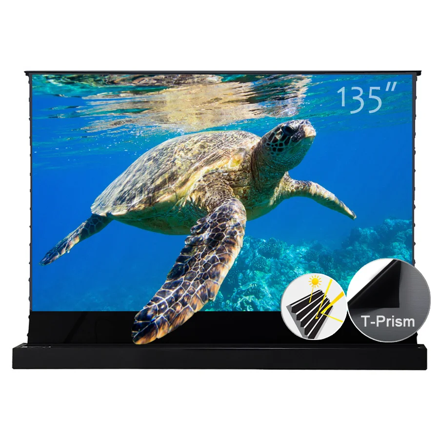 SCREEN PRO 135 inch electric floor rising alr ust screen for 4K Laser Projector motorized Ultra short throw movie screen