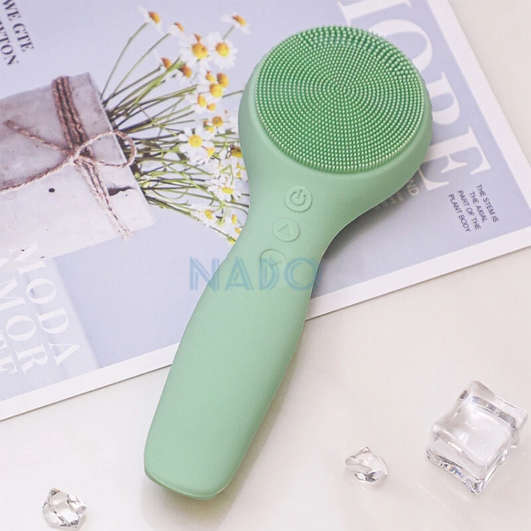 NADO перезаряжаемая электронная звуковая светящаяся двухсторонняя силиконовая 3 в 1 электрическая Очищающая щетка для лица