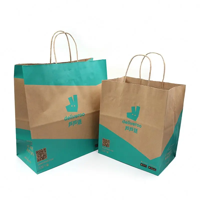 China Supplier Wholesale Brown Kraft Paper Carrier Bags for Food Packaging Craft Recyclable Printed Bags Industrial Use Gifts