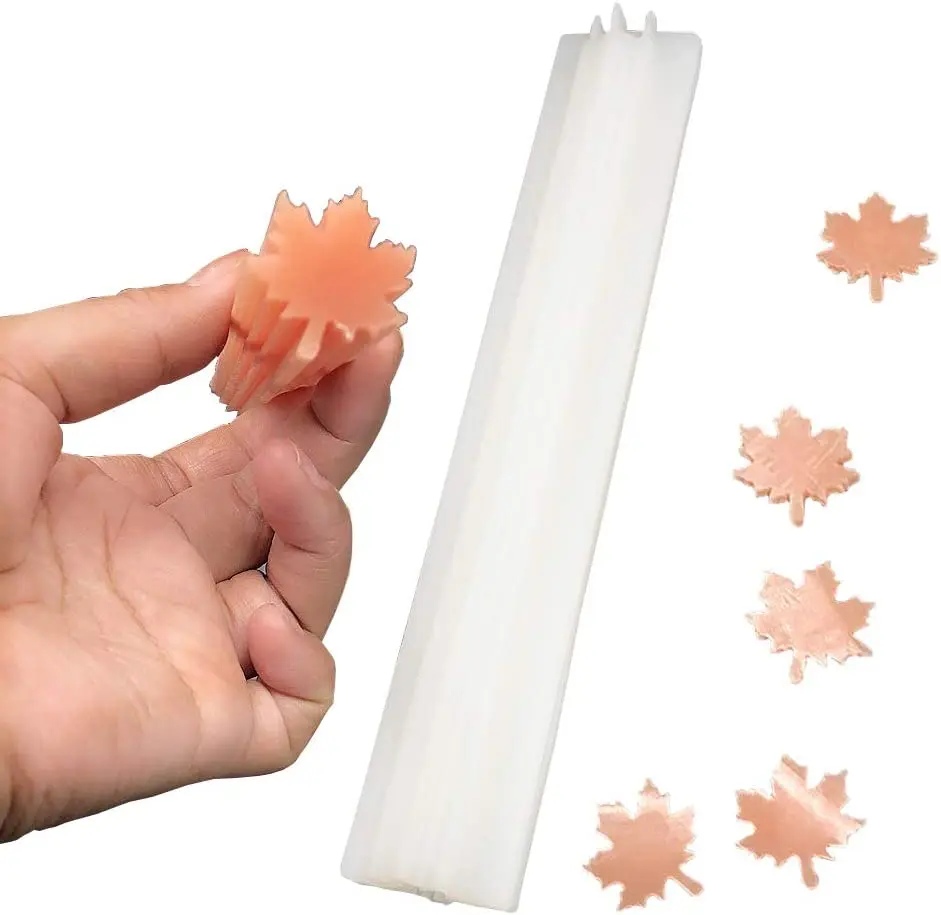 Maple Leave Tube Column Silicone Soap Candle Mold Embed Soap Making Supplies Silicone Mold for Soap