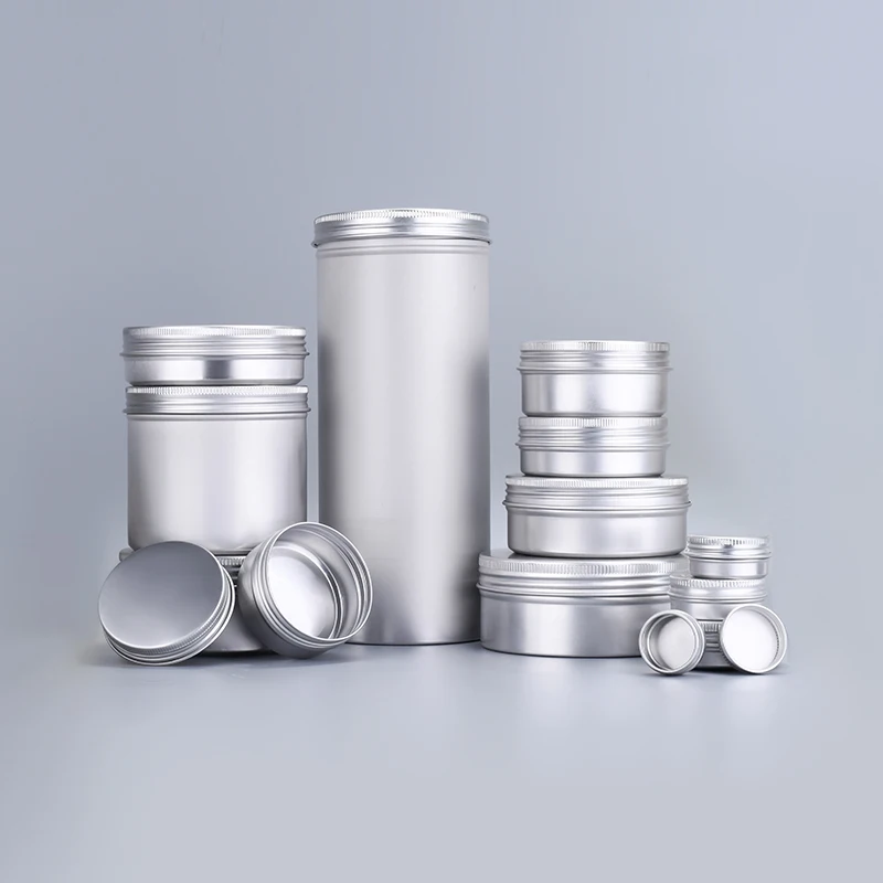 Eco friendly 5ml 20ml 60ml 80ml 100ml 150ml 350ml round metal tin box lipstick cream container with screw lids and windows