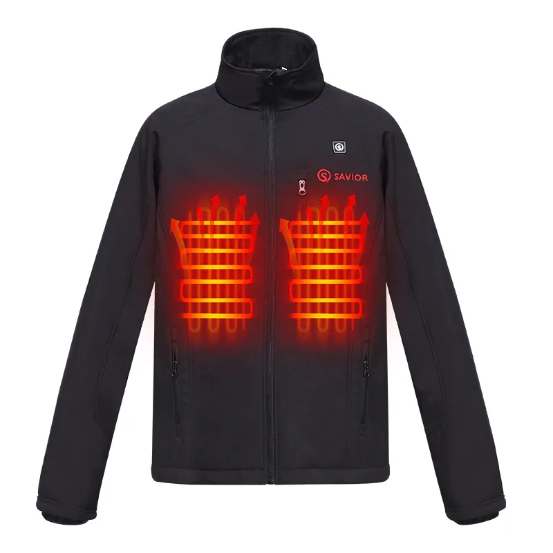 Custom Black Smart Warming Electric Three Area USB Heated Jackets Clothing Windproof Battery Heating Jacket for Winter