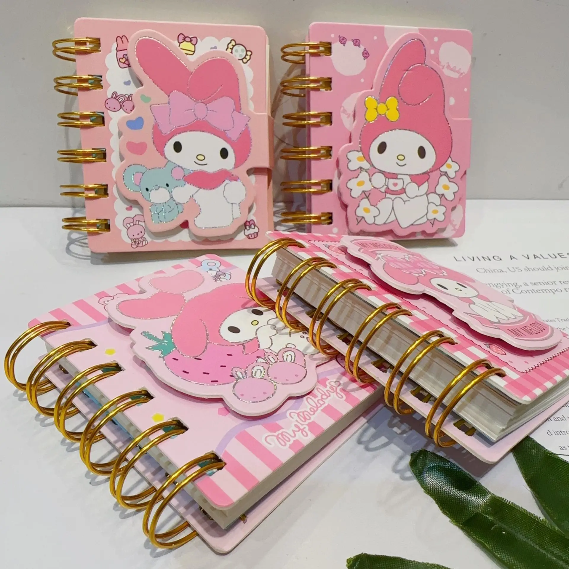 Baoyu Mini Melody Kuromi Cartoon Kawaii Girl Portable Notebook A7 Diary Bobine De Couleur Holiday Gifts