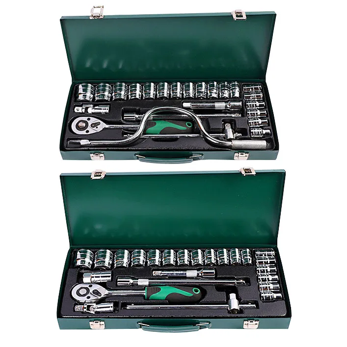 24 in 1 Mechanic Car Repair Hand Tool Kits Box Spanner Socket Gear Ratchet Wrench Auto Maintenance Home Combination Tool Set