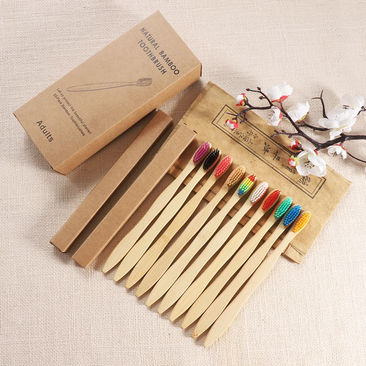 Wholesale 100 % Healthy Charcoal Bamboo Toothbrush Soft Natural Disposable Toothbrush  with BPA free bristle