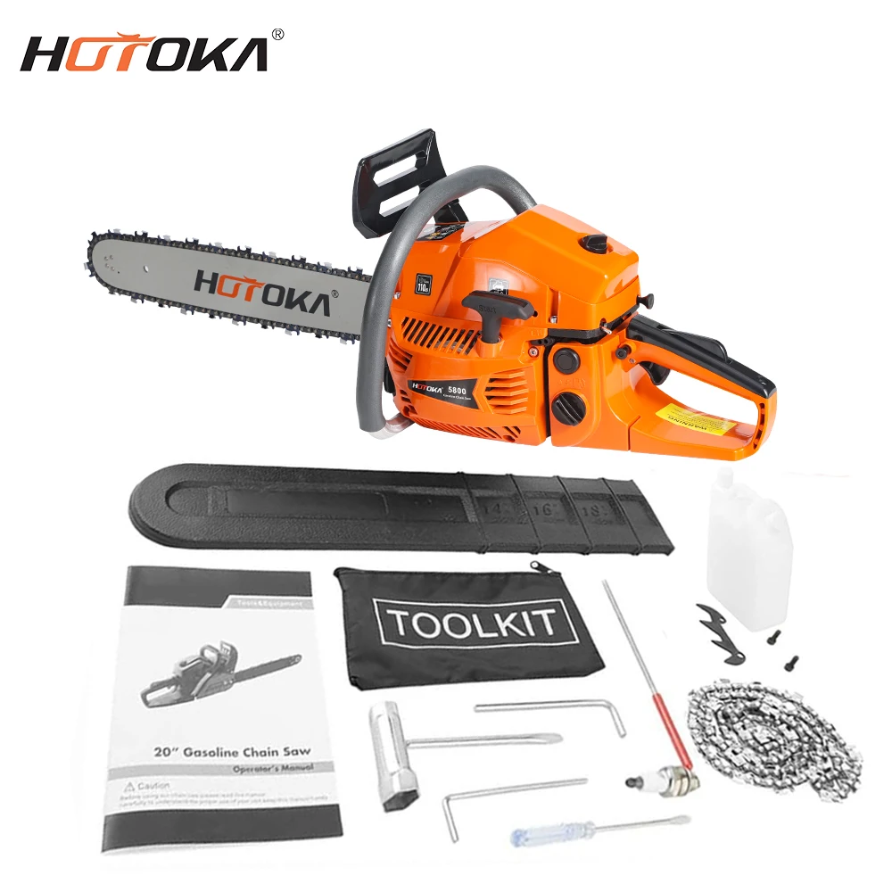 HOTOKA 5800 gasoline chainsaw wood cutting machine price petrol motosierra 58cc professional chain saw for sale