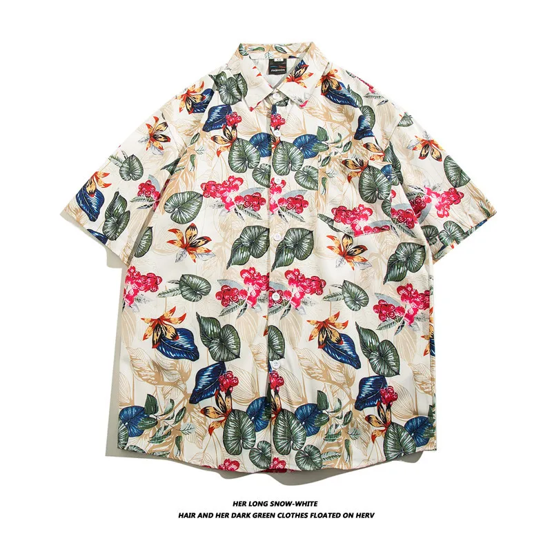 MARCH EXPO Holiday Casual Fashion Summer Hawaiian Sublimation Printed Vintage Shirt Men Beach Shirts