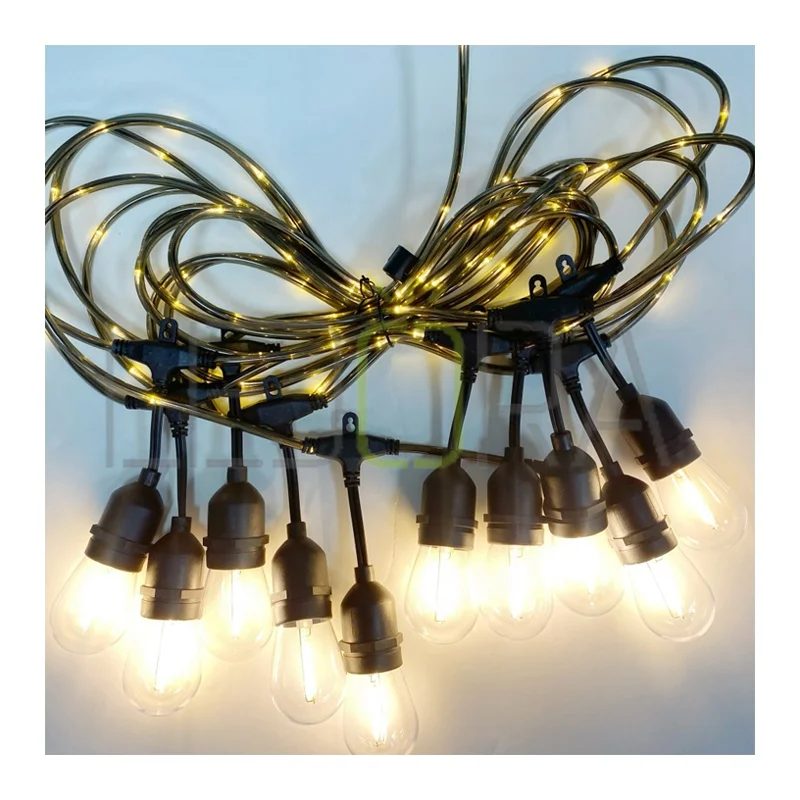 Outdoor RGB String Lights Color Changing with Flashing Rope Luminous String for Outside Patio Backyard Christmas Holiday Party