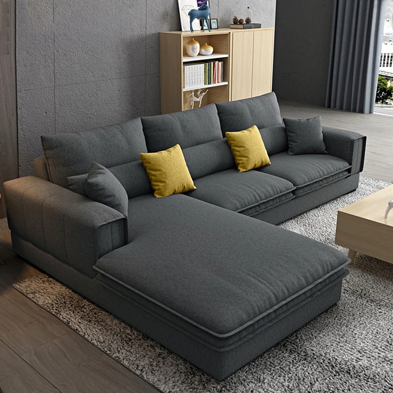 Cheap Nordic Modern Sofa Design L Shape Fabric Velvet Lounge Sectional Office Recline Sofa Set Furniture Couch Living Room Sofas