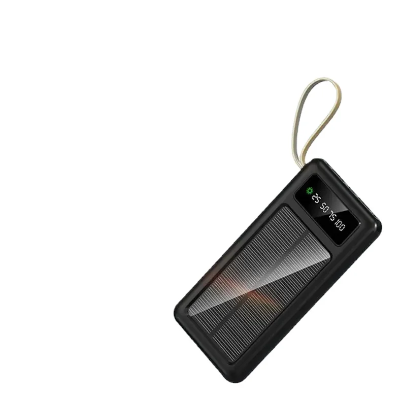 OSWELL Solar Portable Charger 10000 20000 30000mAh Solar Power Bank Built-in Cables Portable Battery for Mobile Phone