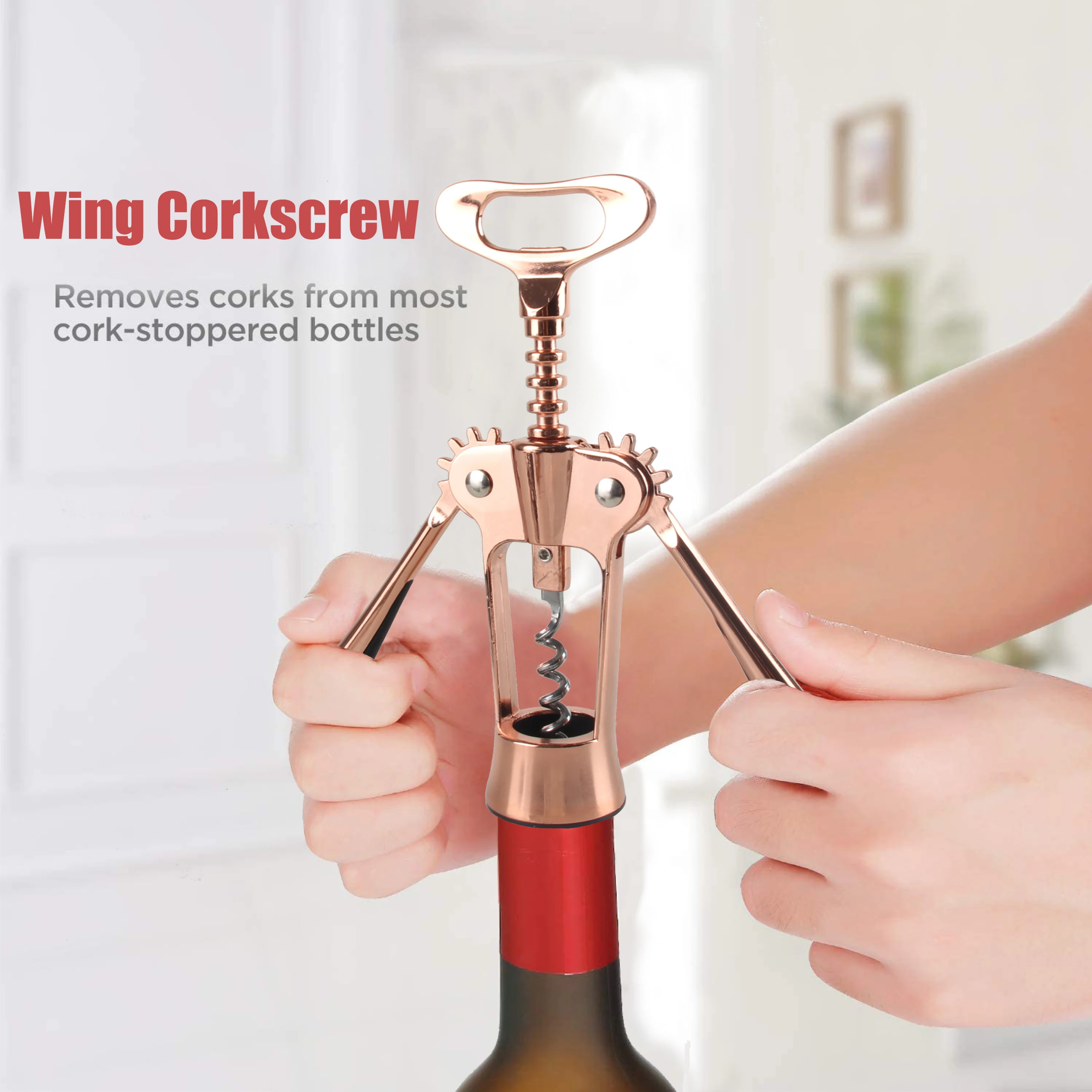 Professional Winged Aluminum Alloy with Rubber Handle Wine Opener Wing Corkscrew