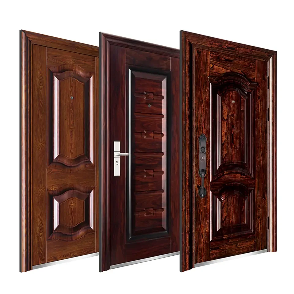 New Style Modern Puertas De Seguridad Exterior Double Metal Main Exterior Steel Front Entrance Security Door