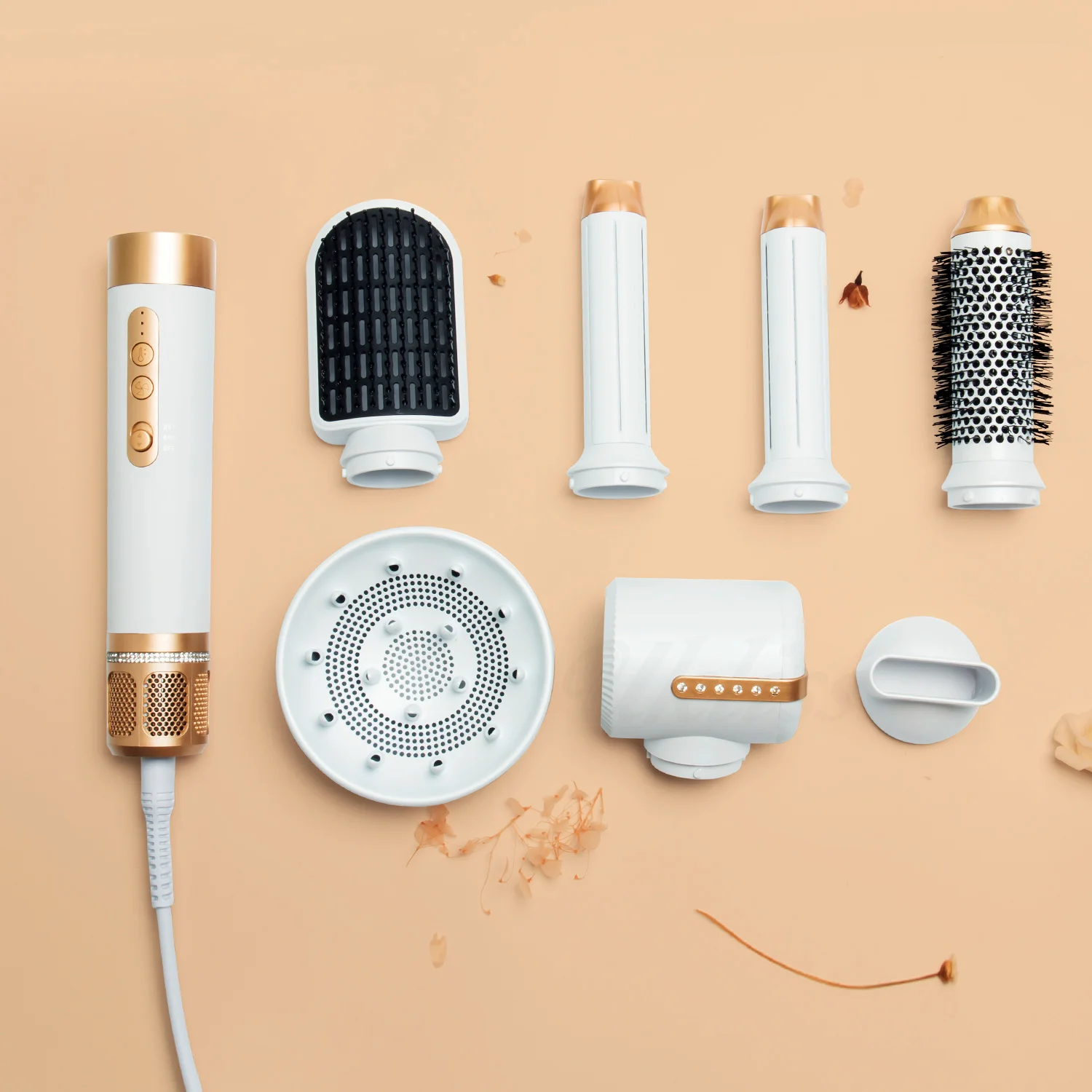 Ready Stock Factory price Strong Powerful 7 in Hair Blow Dryer Brush Cold Air Blow Curler  High Speed BLDC motor hair styler