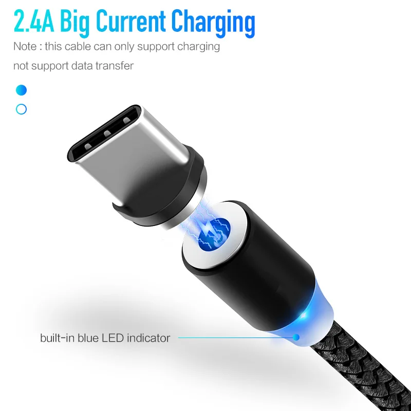 3 в 1 Usb с магнитными разъемами для 2.4A быстрой зарядки кабель нейлоновой оплеткой кабеля по нанесению собственных логотипов C Type-C мобильного телефона передачи данных