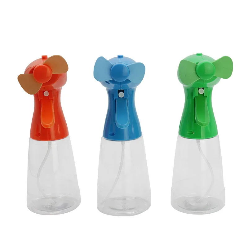 Outdoor Sport Beach Camping Travel Summer Portable Battery Powered Hand Held Cooling 330ML Spray Mist Fan with Water Bottle