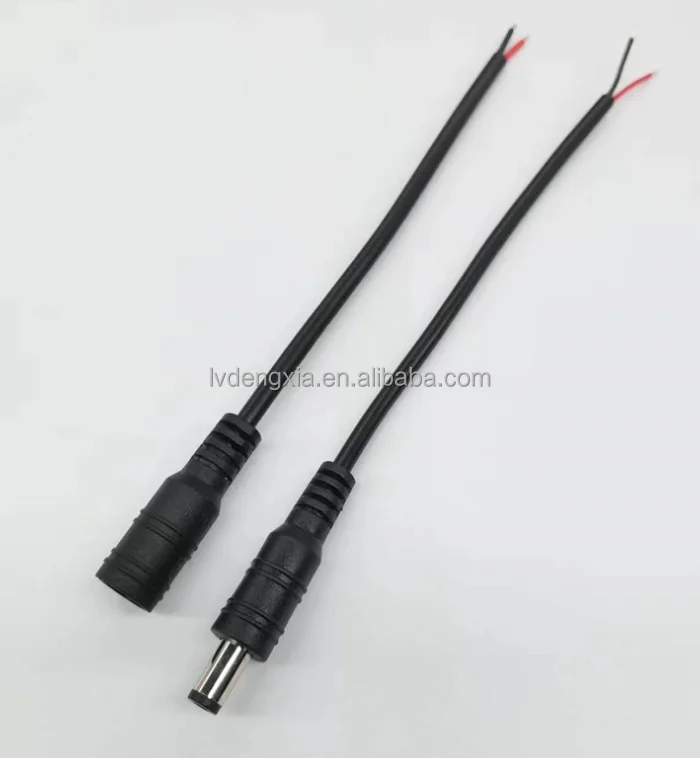 5.5*2.1mm male and female to bare end 12V adapter DC power cord DC Power Cable 5.5 2.1 Male to FeMale Jack 15cm length