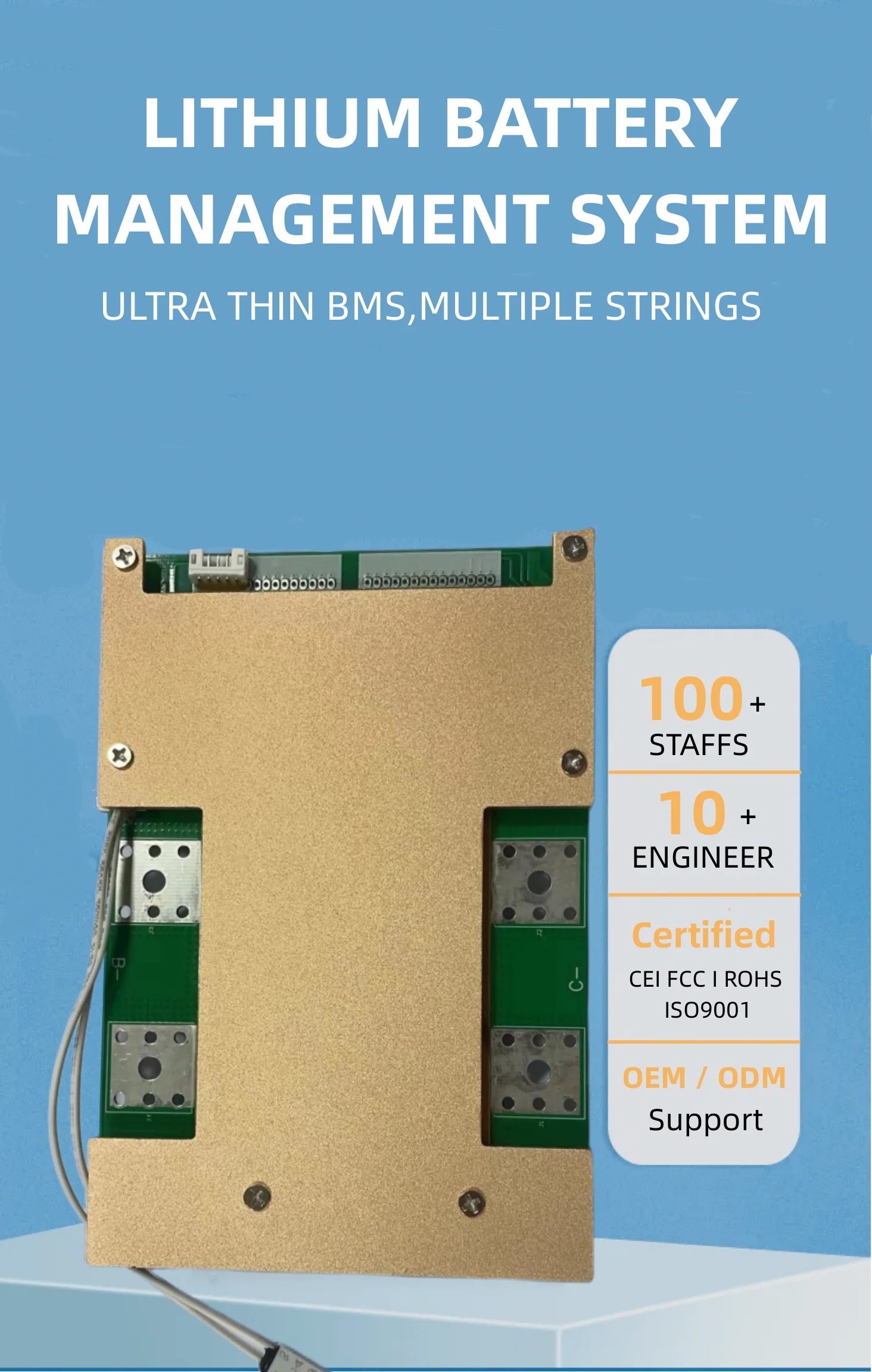 JLS Hardware Bms 24V36V48V60V Bms 8S 12S 16S Lifepo4 Bms 120A Common Port With Switch temperature sensor And Balance
