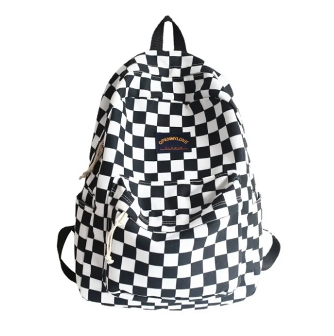 Korean Style Vintage Campus Schoolbag Hit Color Plaid Couples Student School Bags Waterproof Classic Womens Backpacks for Travel