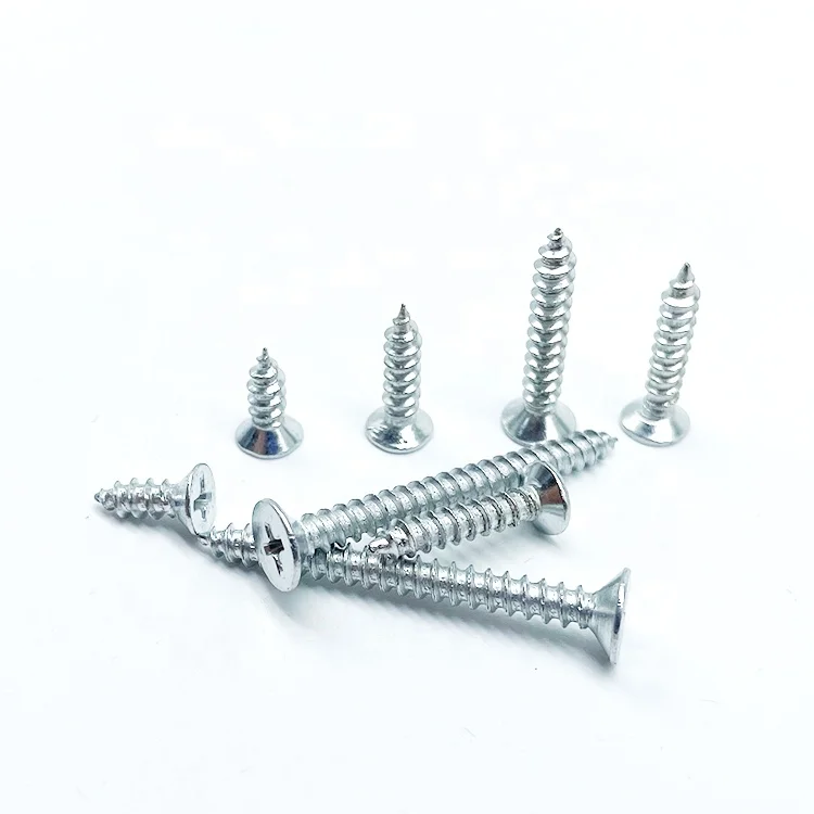 Wholesale Carbon Steel Galvanize Din7982 Countersunk Flat Head Phillips Self Tapping Screws