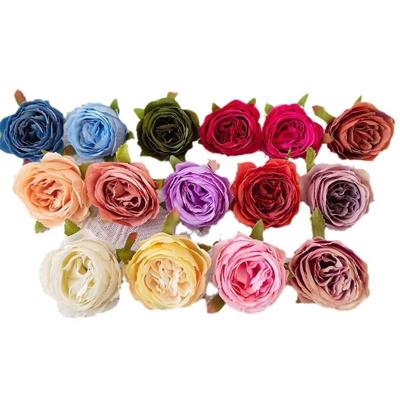 YIWAN Wholesale 6cm camellia rose heads Artificial silk Flower Real Touch Wedding Decoration Flower Artificial flowers wall