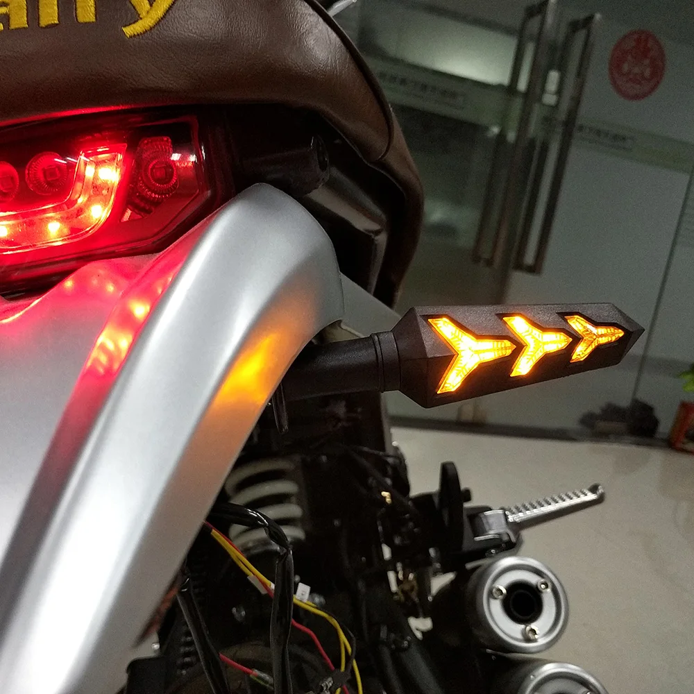 
Universal 12V Fishbone Y-Shaped Motorcycle led turn signal Turning Light Sequential Flowing Water Indicator Moto LED Lamp 