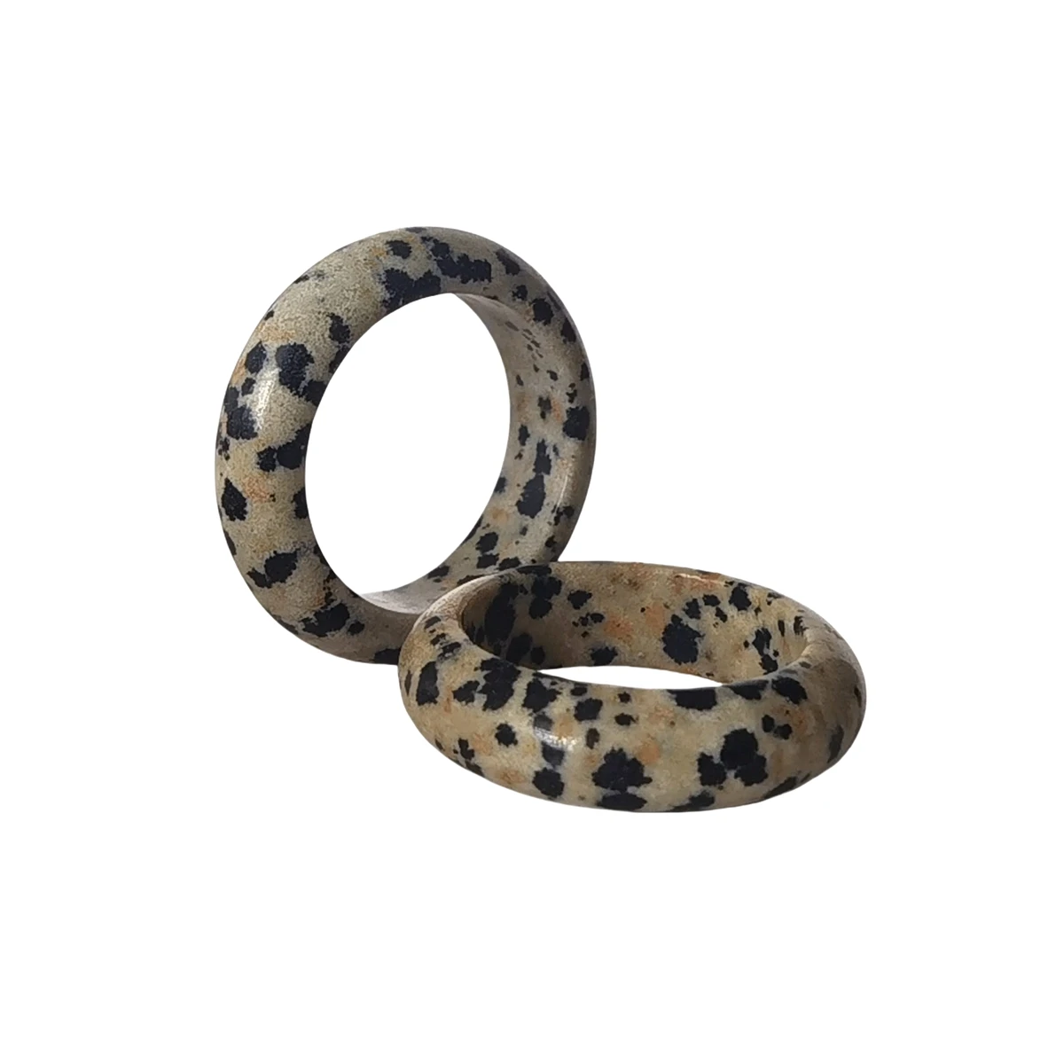 Simple Jewelry Designs Natural Gemstone Rings Round Handmade Dalmation Jasper Band Rings