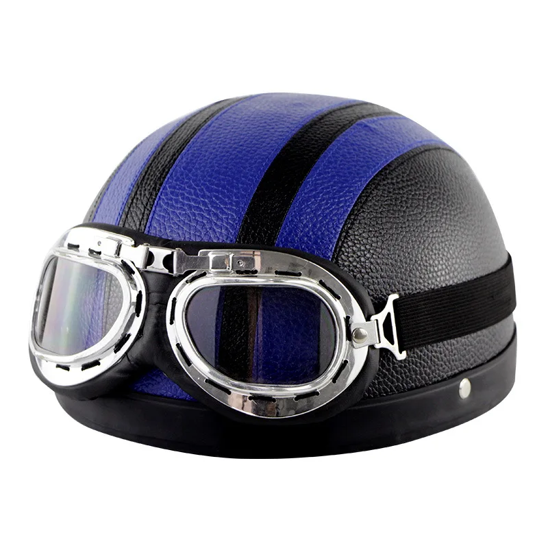 2023 new style cheap Electric vehicle helmet manufacturers retro leather helmet motorcycle four seasons