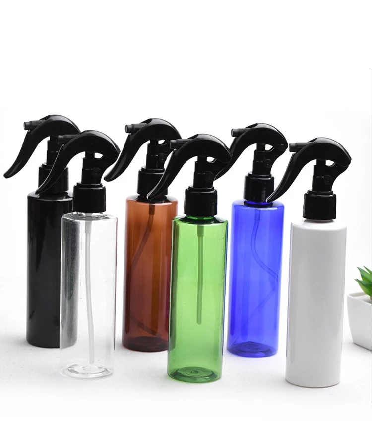 IBELONG Wholesale Amber Clear Green White Blue Black Empty Cylindrical 200ml PET Plastic Trigger Spray Bottle Mist Spray Bottle