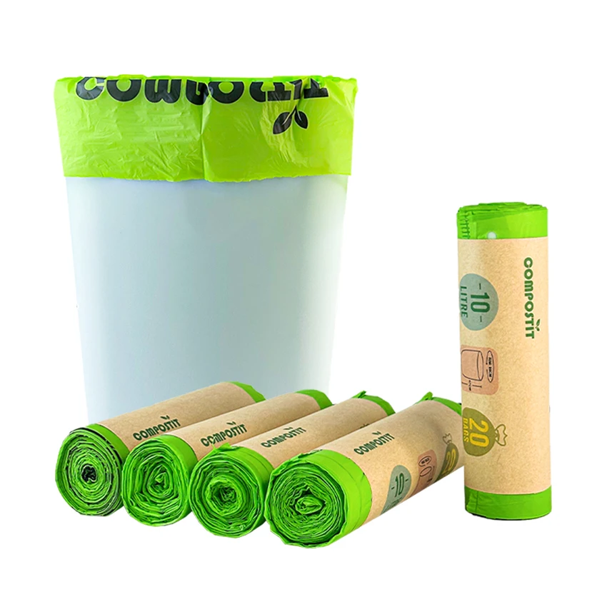 Popular Cornstarch based eco friendly sustainable wholesale 100%  compostable plastic biodegradable garbage bags custom printed