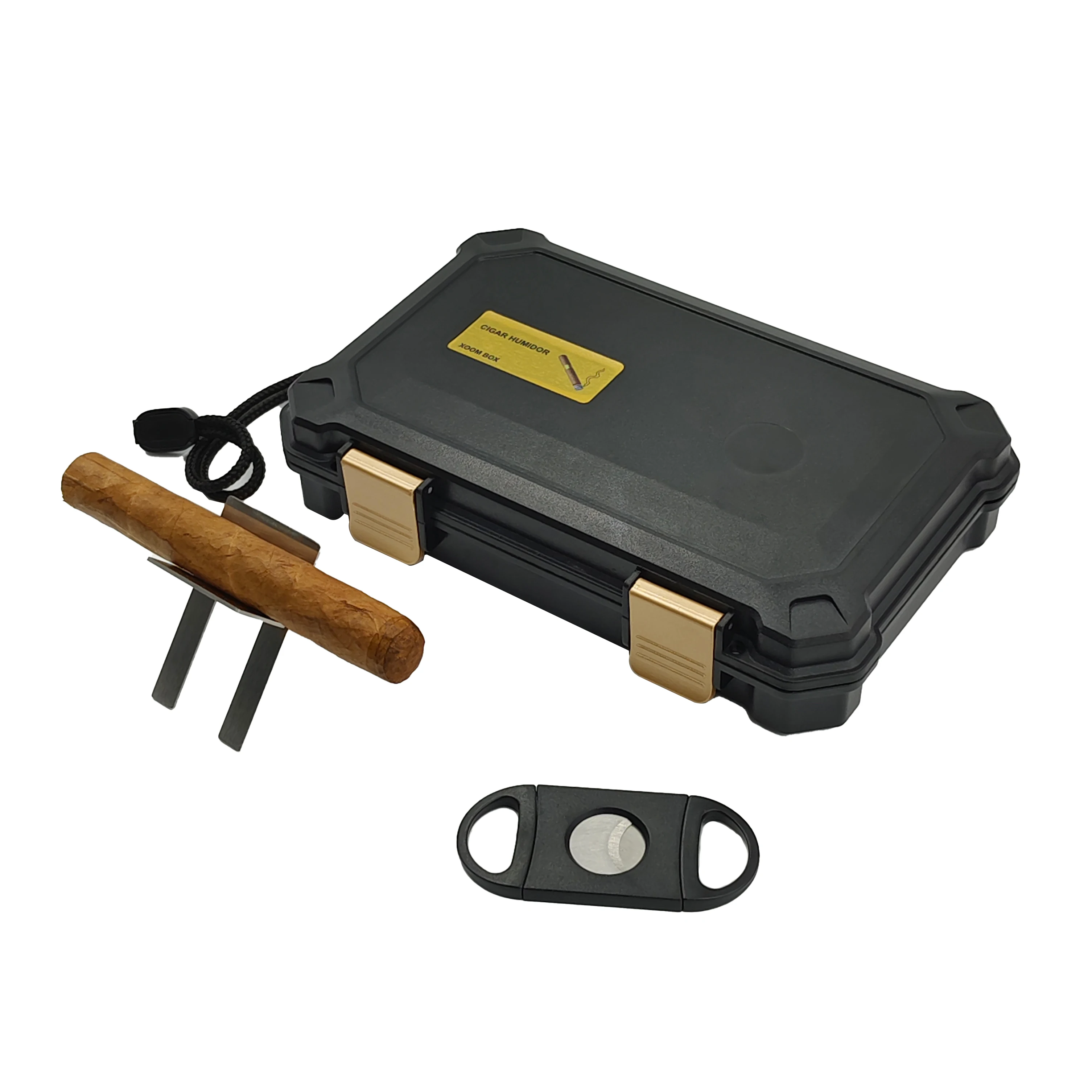 Luxury custom wholesale logo Gold Clasp Cigar Humidor Premium Portable Cigar Cases/Humidors