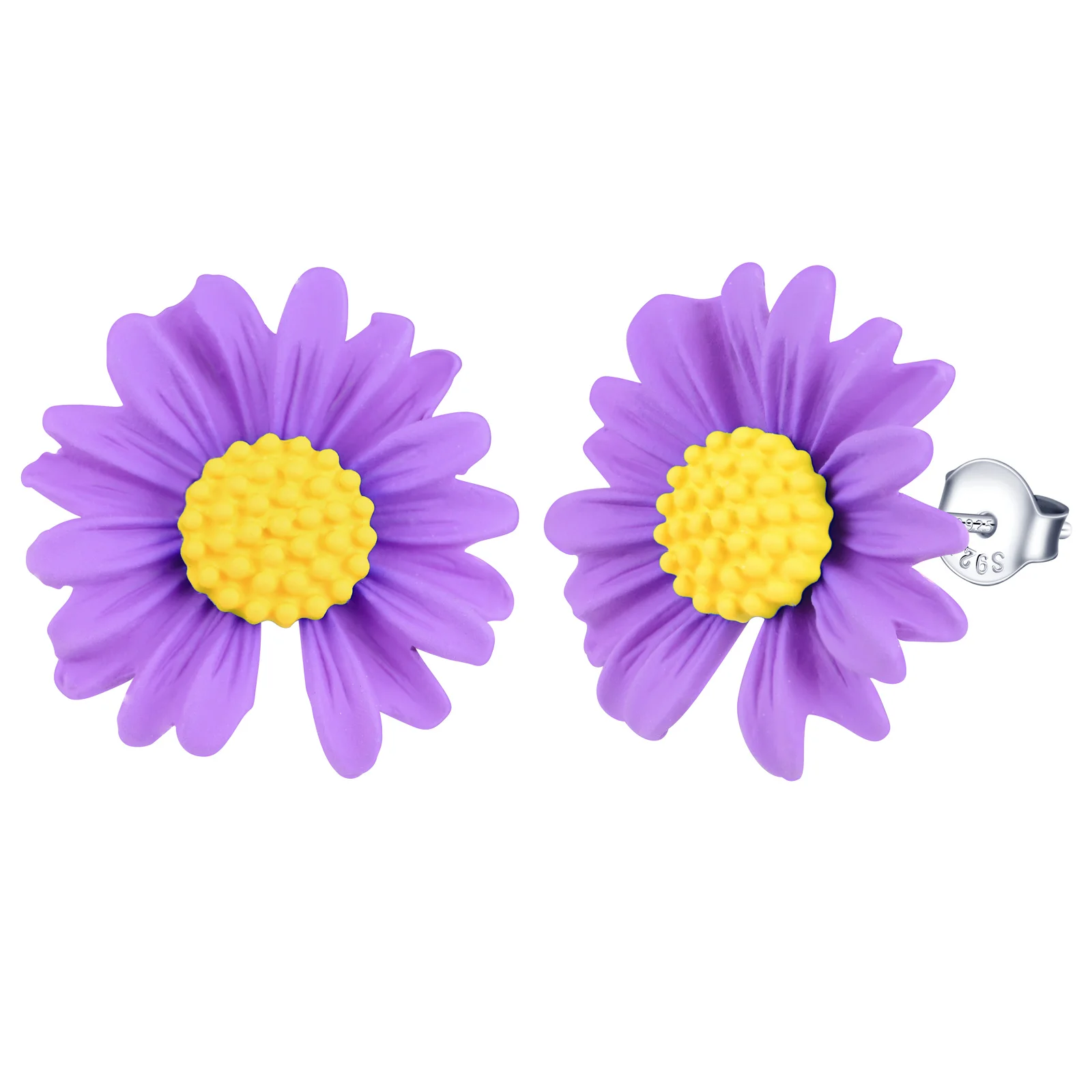 Newly Designer Boho Vacation Handmade Summer Cute 925 Sterling Silver Daisy Flower Stud Earrings