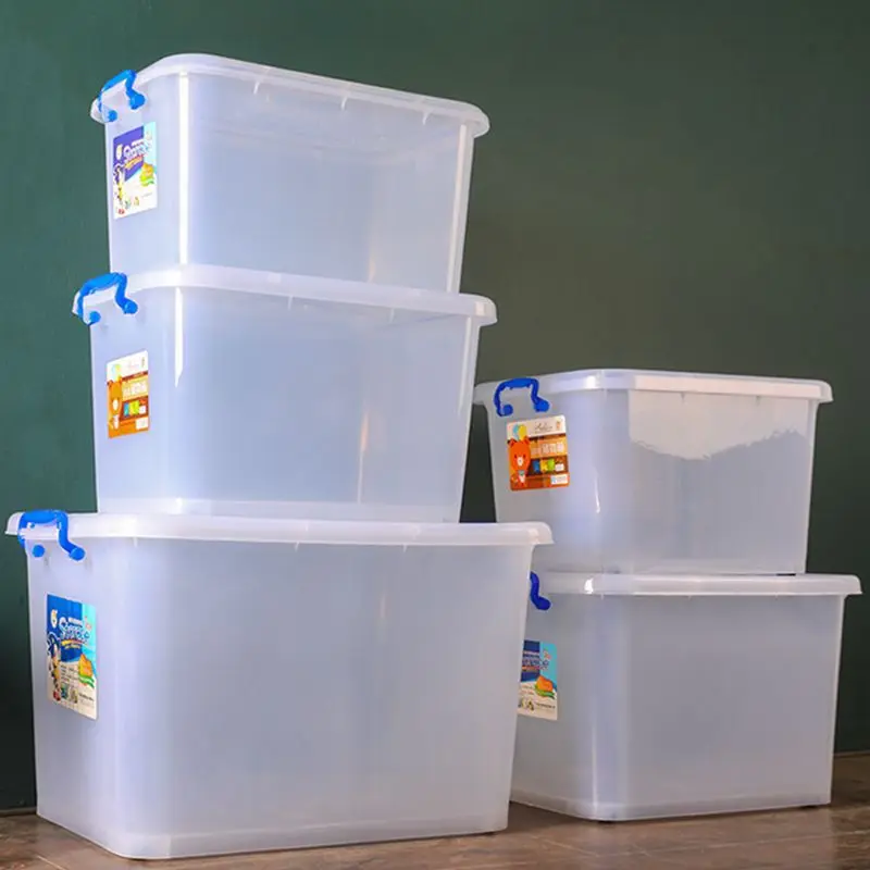 Wholesale Household Clear Organization Plastic Storage Box Bin with Wheels