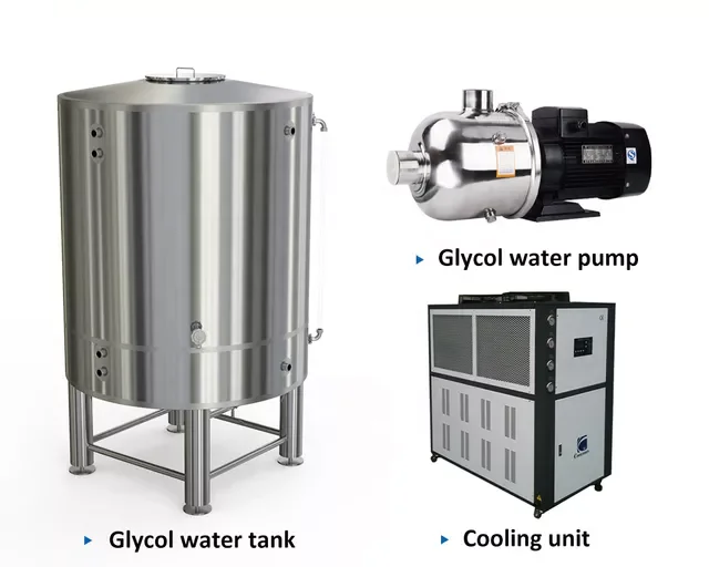 500L Stainless Steel 304 Glycol Water Tank Glycol cooling system for Beer Fermentation with chiller
