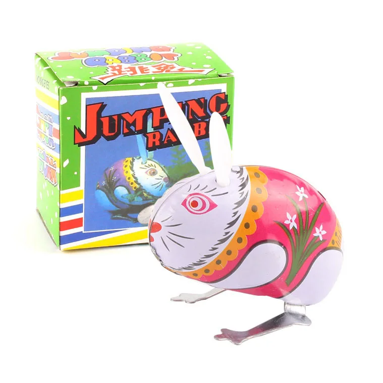 
Wholesale classic Iron Rabbit Jump Clockwork Toy Vintage tin toys animal clockwork Hopping Jumping Bunny Rabbit 