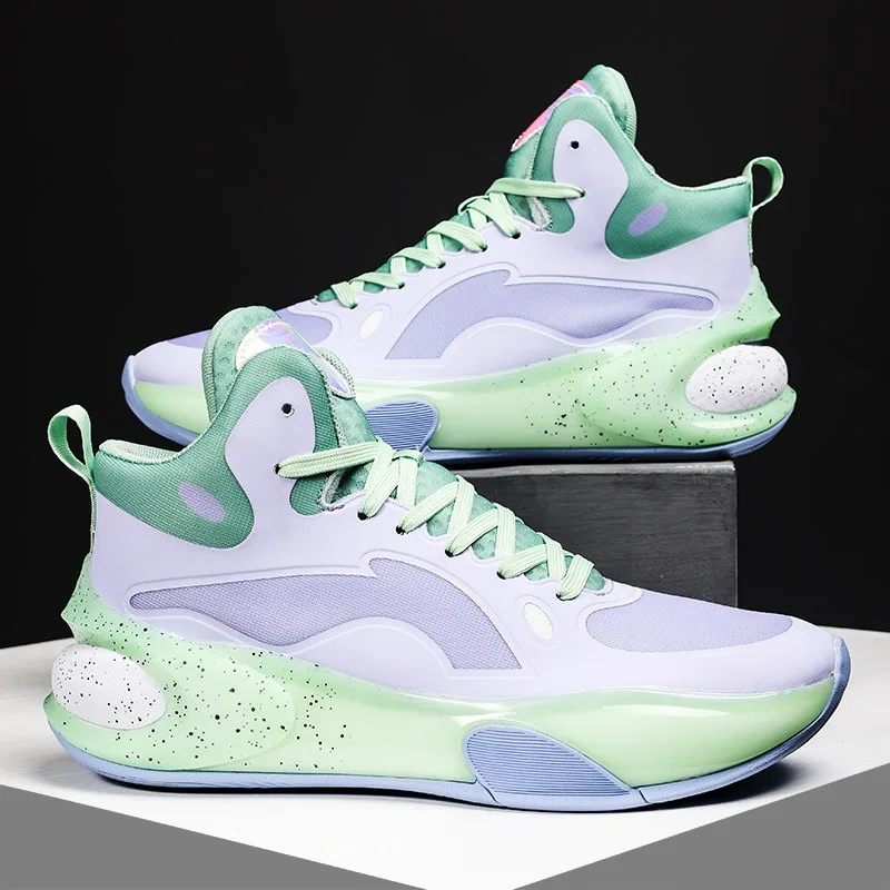 Wholesale hot selling Dropshipping Custom Logo Basketball Style Sneakers Men Chunky Platform High Top Big Size Men Sports Shoes