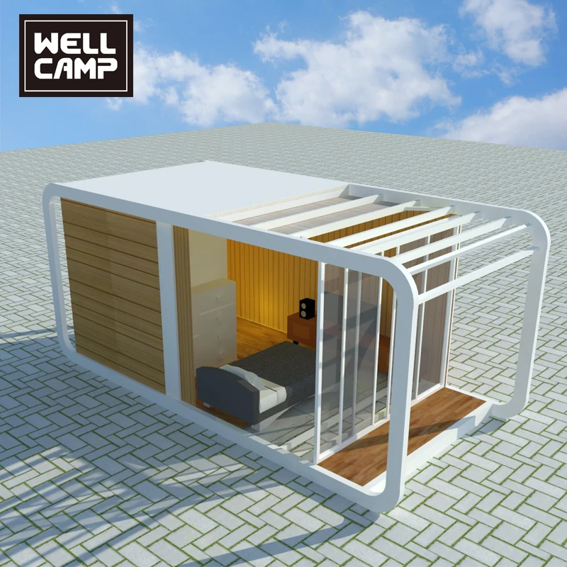 WELLCAMP Fast Assembly Flat Pack Container Solar Powered Prefab House for Apartment Room Living Room