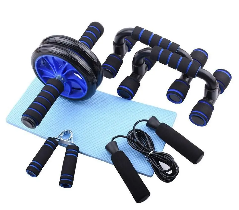 Factory Direct Abdominal Crunch Machine High Quality AB Muscle Wheel Roller Set with Push up Bars Hand Grip and Jump Rope