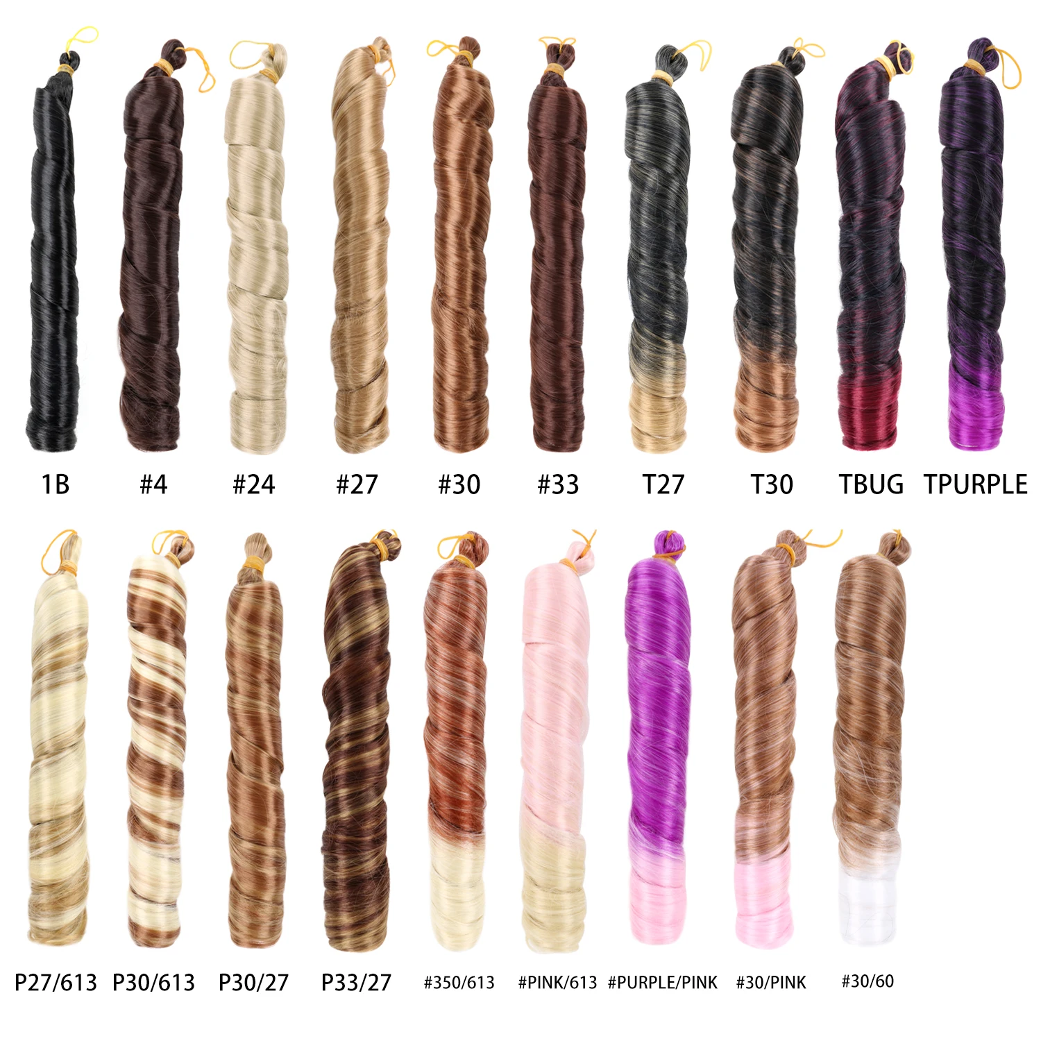 Display Loose Body Wave Pony Style Spiral Curl Crochet Braid French Curly Synthetic Hair Extensions Braiding Hair