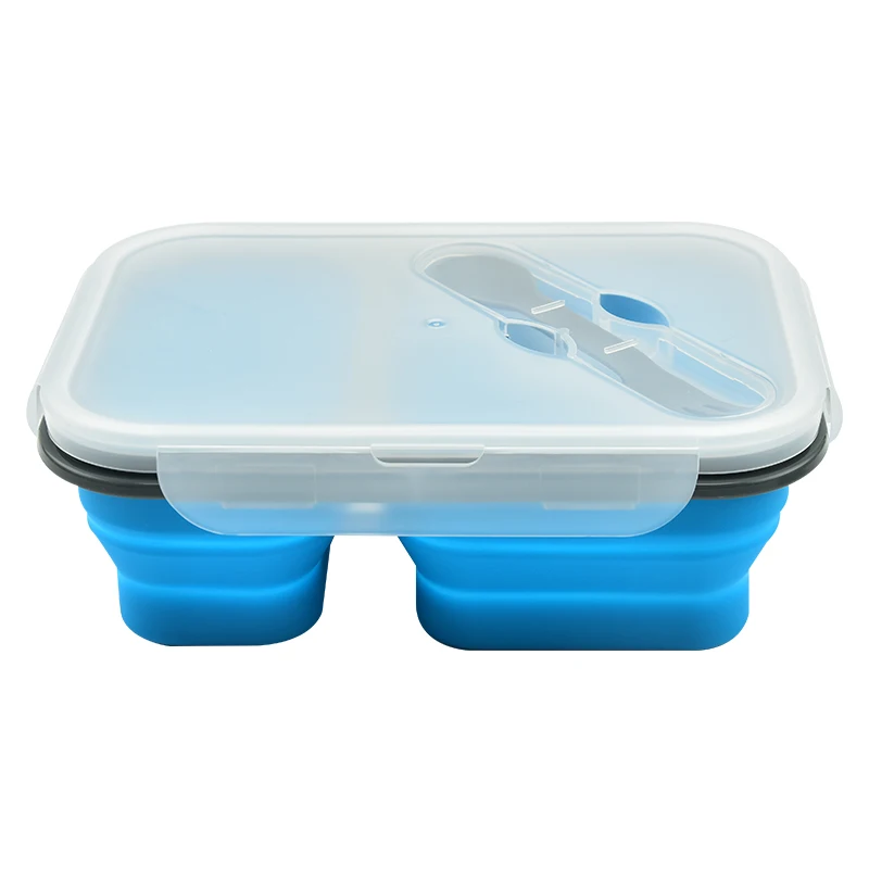 New Foldable Portable 2 Components Silicone Bento Box Durable Convenient Use Lunch Box Vegetables Fruits Storage Container