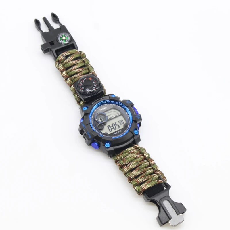 Outdoor Travel Waterproof Multifunction Survival 550 Paracord Bracelet Watch
